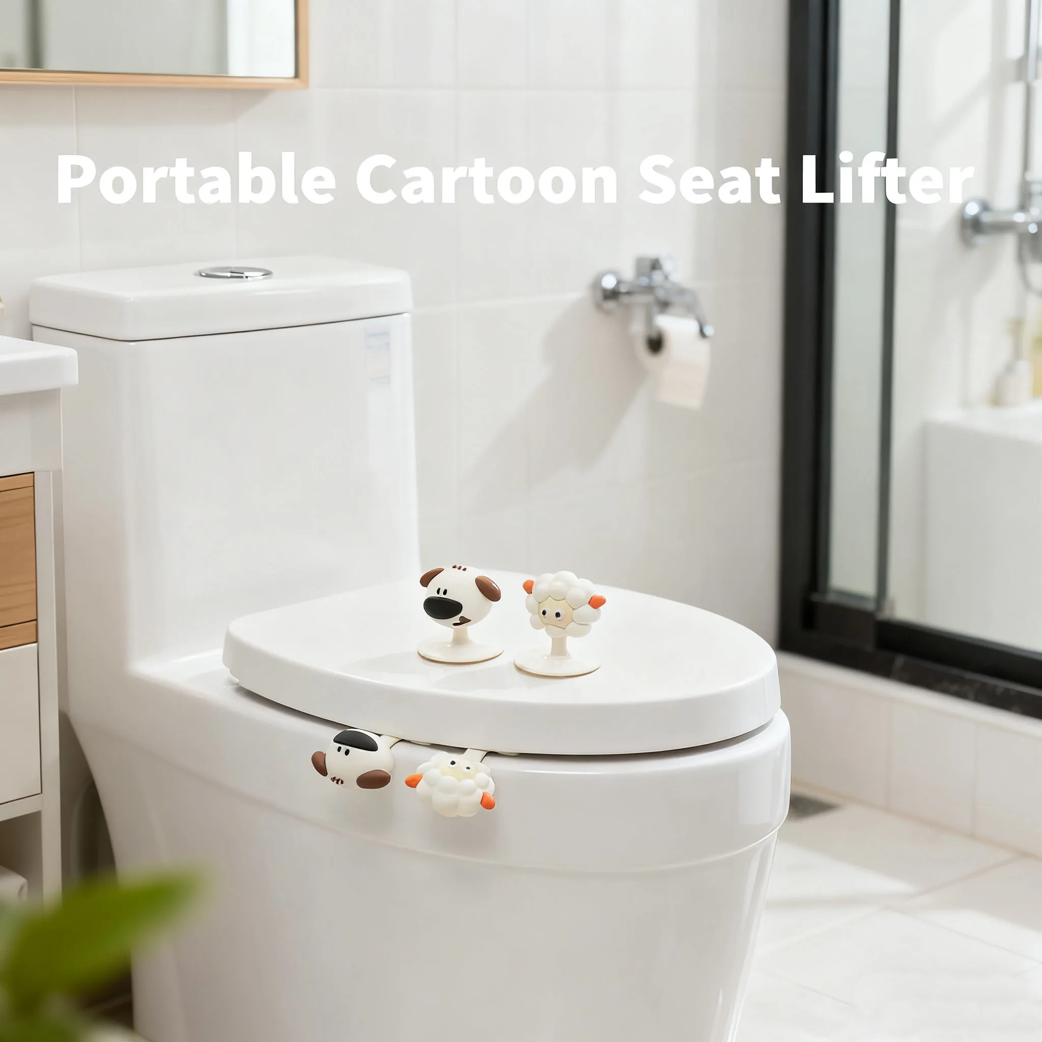 4PCS Portable Cartoon Seat Lifter - Toilet Lifting Device with Handle for Hygienic WC Accessories