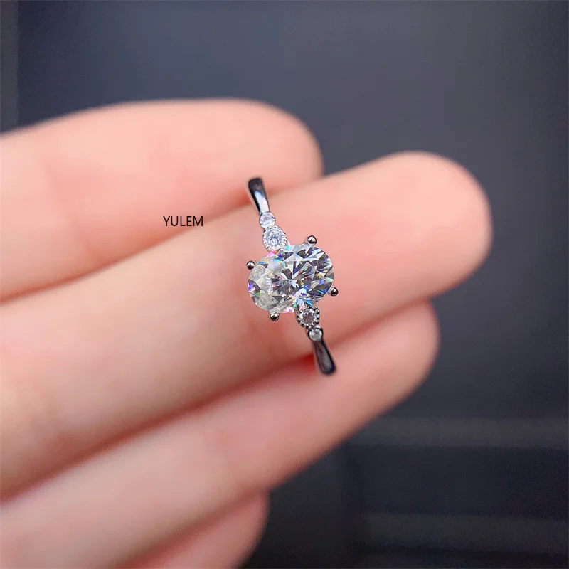 

YULEM 100% 925 Sterling Silver Real 1 Carat Oval Moissanite Rings for Women Sparkling Wedding Party Fine Jewelry Wholesale Gift