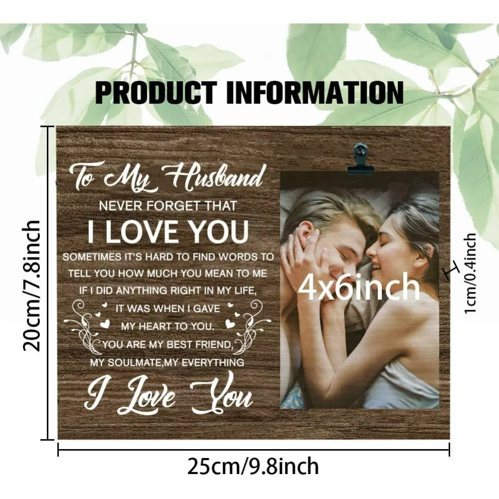 To my Husband Never Forget That I Love You Picture Frame 7.87x9.84 Memorial Gift Photo Frame with Clip Husband Gift Frame from