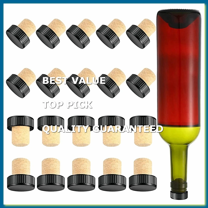 24 Pieces Cork Plugs Cork Stoppers Tasting Corks T-Shape Wine Corks with Top Wooden Wine Bottle Stopper Bottle Plugs