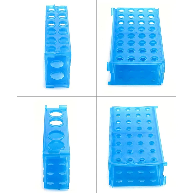 Tube Racks, 5 Pack 4 Way Plastic Polypropylene Test Tube Rack, Blue Color, 0.5Ml / 1.5Ml / 15Ml / 50Ml