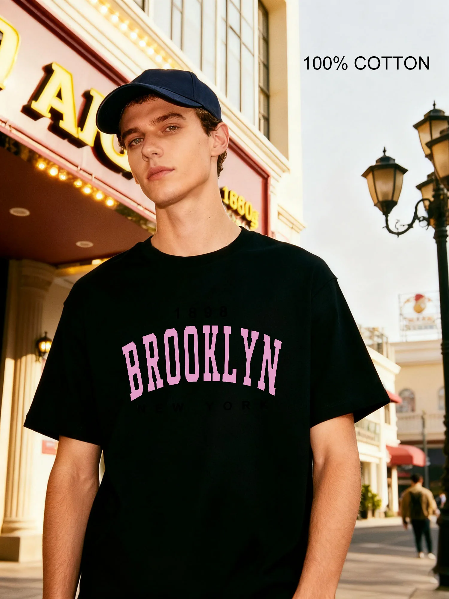 Brooklyn New York City Pride Graphic Men's T-Shirts Casual Design Crew Neck T-Shirt 180g Street 100% Cotton