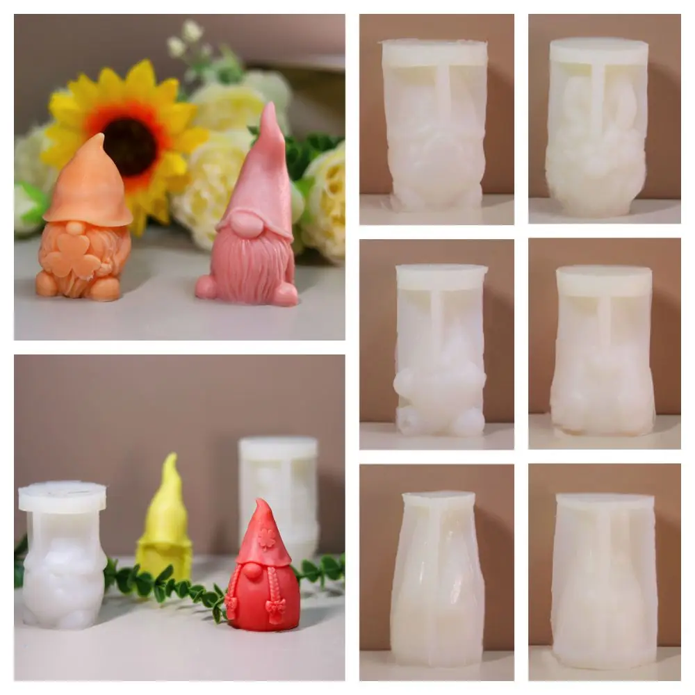 Белая рождественская форма для литья Санта-Клауса, 3D аксессуары ручной работы, безликая форма для гнома, гаджеты «сделай сам», праздничные принадлежности, форма для свечей с гномом