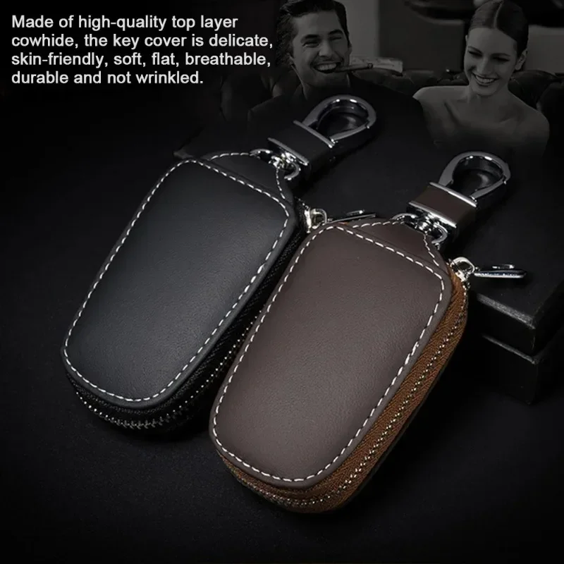 GEFENSI Universal Fashion Leather Smart Flip Remote Car Key Fob Shell Case Cover Holder Bag Pouch Wallet Protector Keychain Orga