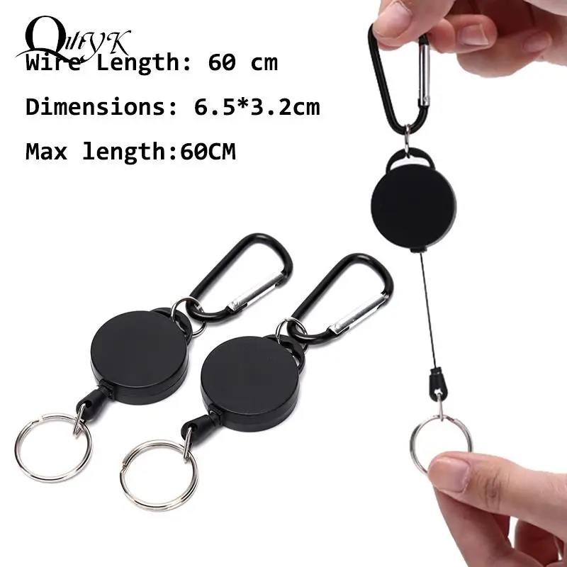 

1 Pcs Wire Rope Keychain 60cm Badge Reel Retractable Recoil Anti Lost Ski Pass ID Card Holder Key Ring Keyring Steel Cord