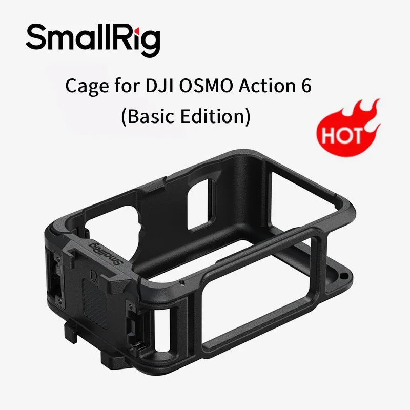 SmallRig Cage for DJI Osmo Action 6, Basic Edition with Cold Shoe & Quick Release Mounts for Horizontal & Vertical Shooting 5886