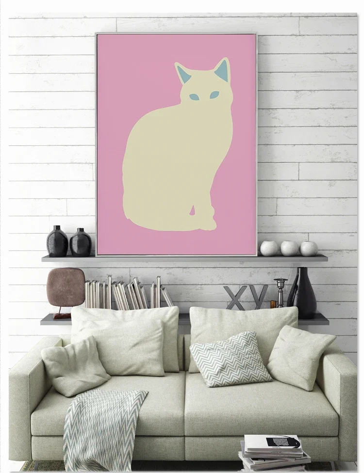 الحد الأدنى قماش الملصقات لطيف كسول القطط مضحك القط المتحمسين الاسترخاء Printss موضة جدار الفن ديكور غرفة المعيشة المنزلي #3