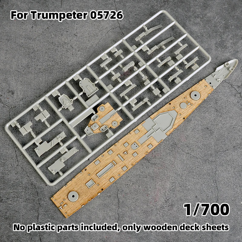Model Upgrade Parts Laser Cut Wooden Deck Sheet with Self-Adhesive Anchor Chain for TRUMPETER 05726 USS Pittsburgh CA-72 1/700