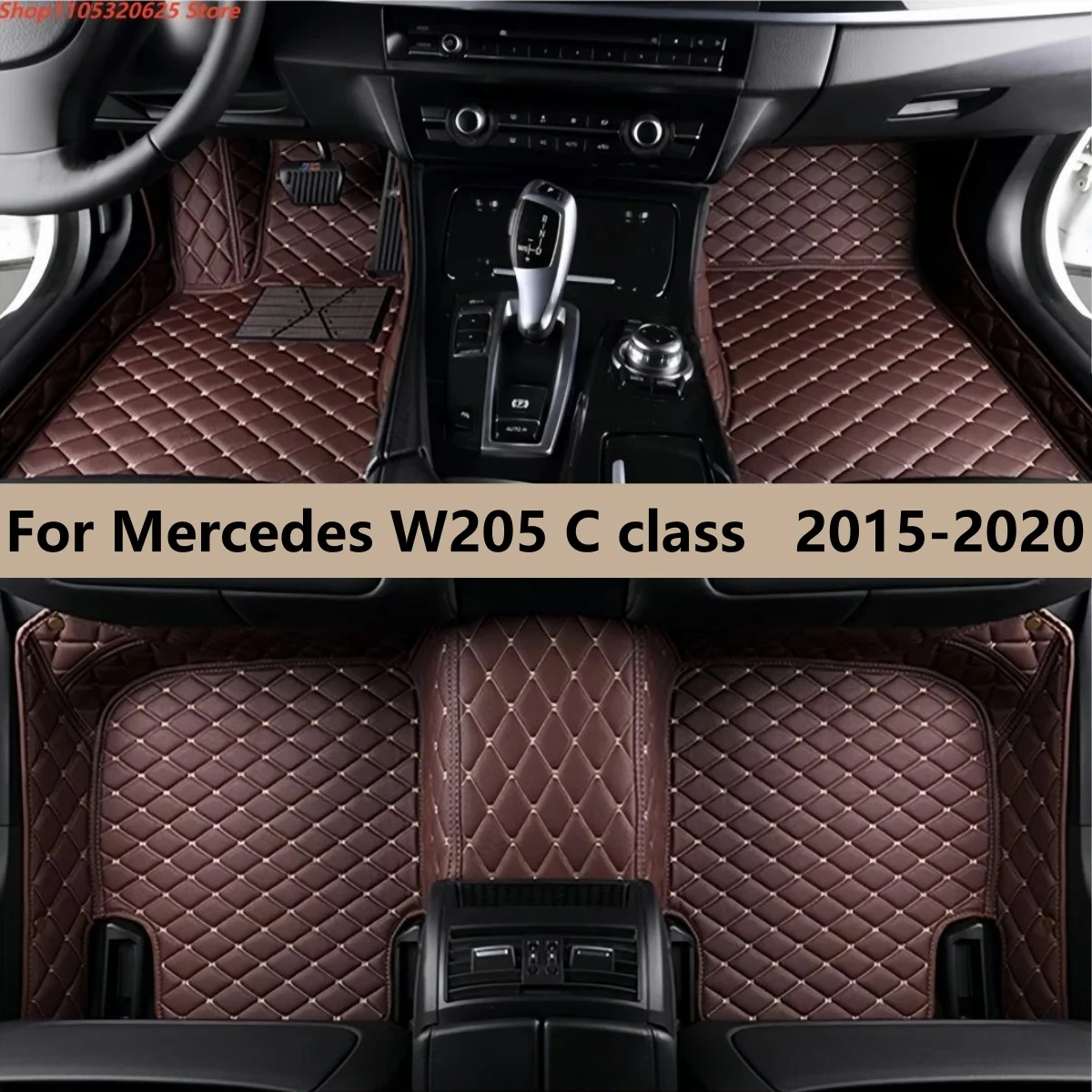 

Автомобильные коврики на заказ для Mercedes W205 C-класса 2015-2020 годов, аксессуары для интерьера, кожаные, грязеотталкивающие
