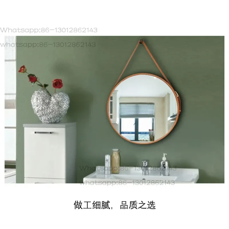 simple light luxury round belt hanging mirror toilet art sling bathroom mirror