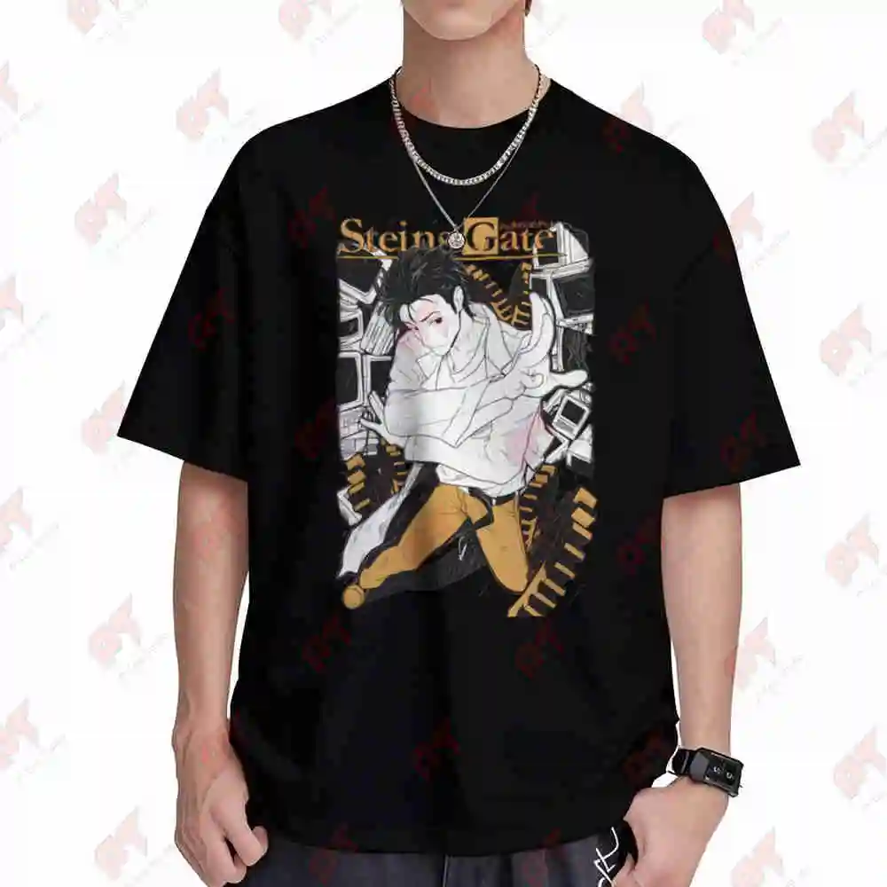 Steins Gate Okabe Kurisu Short Sleeve Tee 100% Cotton T-Shirt