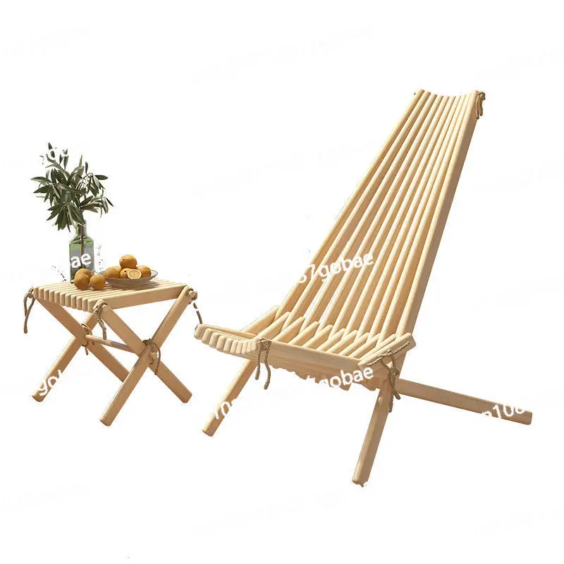 

Lunch break balcony solid wood chair foldable outdoor leisure backrest