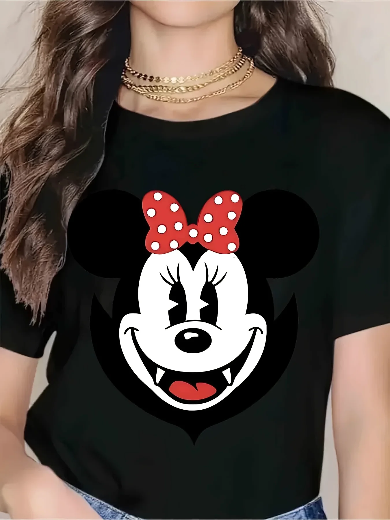 

Disney Halloween Graphic Printing Summer Autumn Winter Cotton Men's and Women's T-shirts Short Sleeves Luxury Outdoor Sports