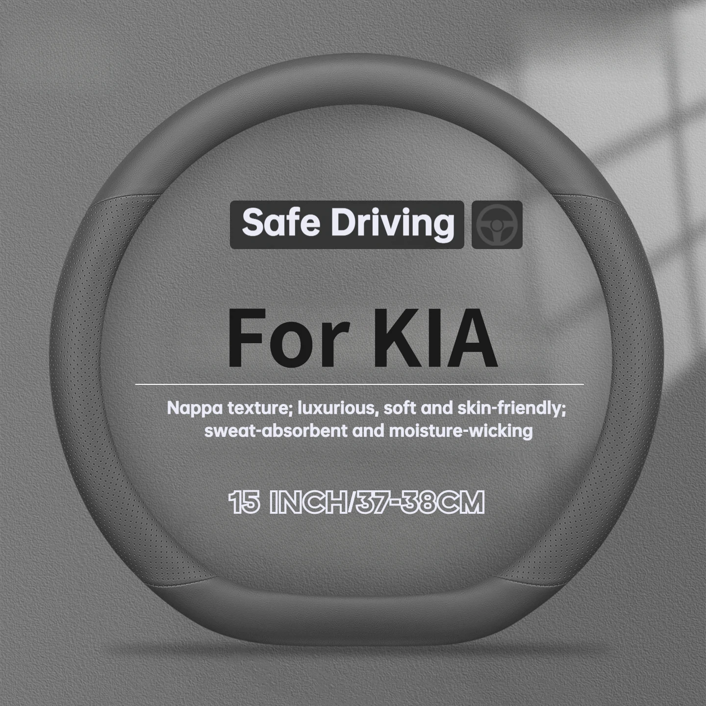 Minimalist Anti-Slip Car Steering Wheel Cover suitable for Kia Rio YB, Cerato BD Pre-facelift, Sportage QL, Sportage NQ5