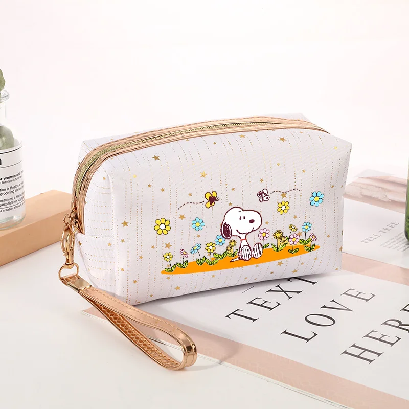 Snoopys Cosmetic Bag Hot Stamping Star Cute Cartoon Pencil Case Large Capacity Zipper Portable Women Travel Storage Packet Gift view 6