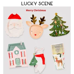 Christmas Theme Disposable Foil Paper Tray Party Paper Cup Decoration Dessert House Bear S01621
