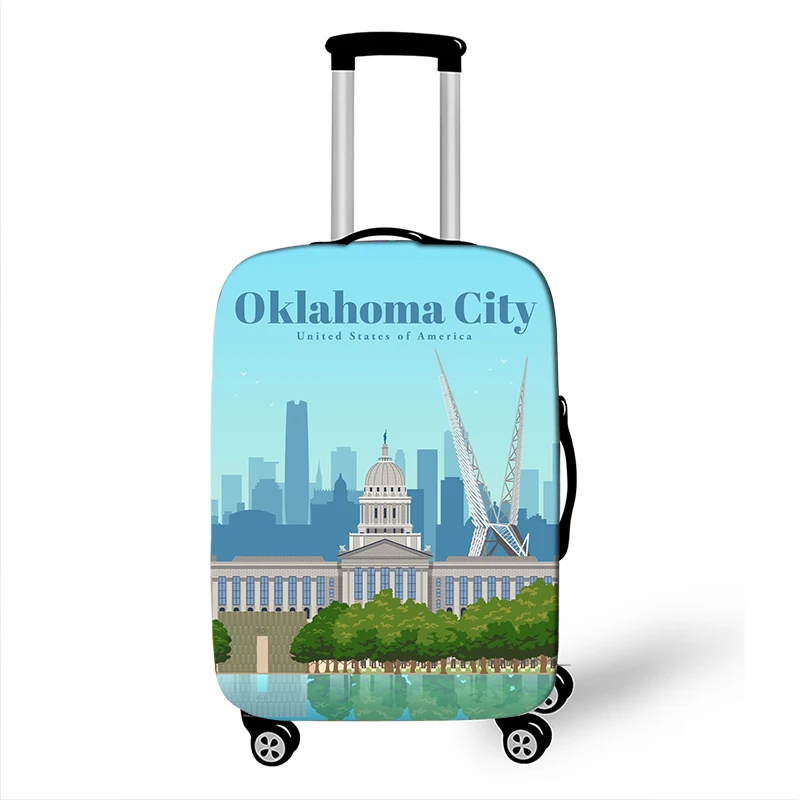 World Travel Famous City Painting Luggage Cover for Travel Elastic Dust Suitcase Protective Covers Travel Accessories