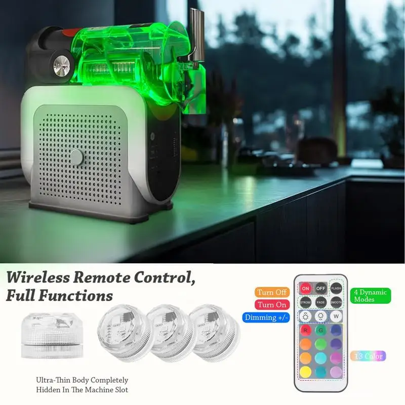 4pcs LED Capsule Lights for Ninja Slushi FS301/FS300 13 Colors & 4 Modes Wireless Remote Control Reusable Submersible Light