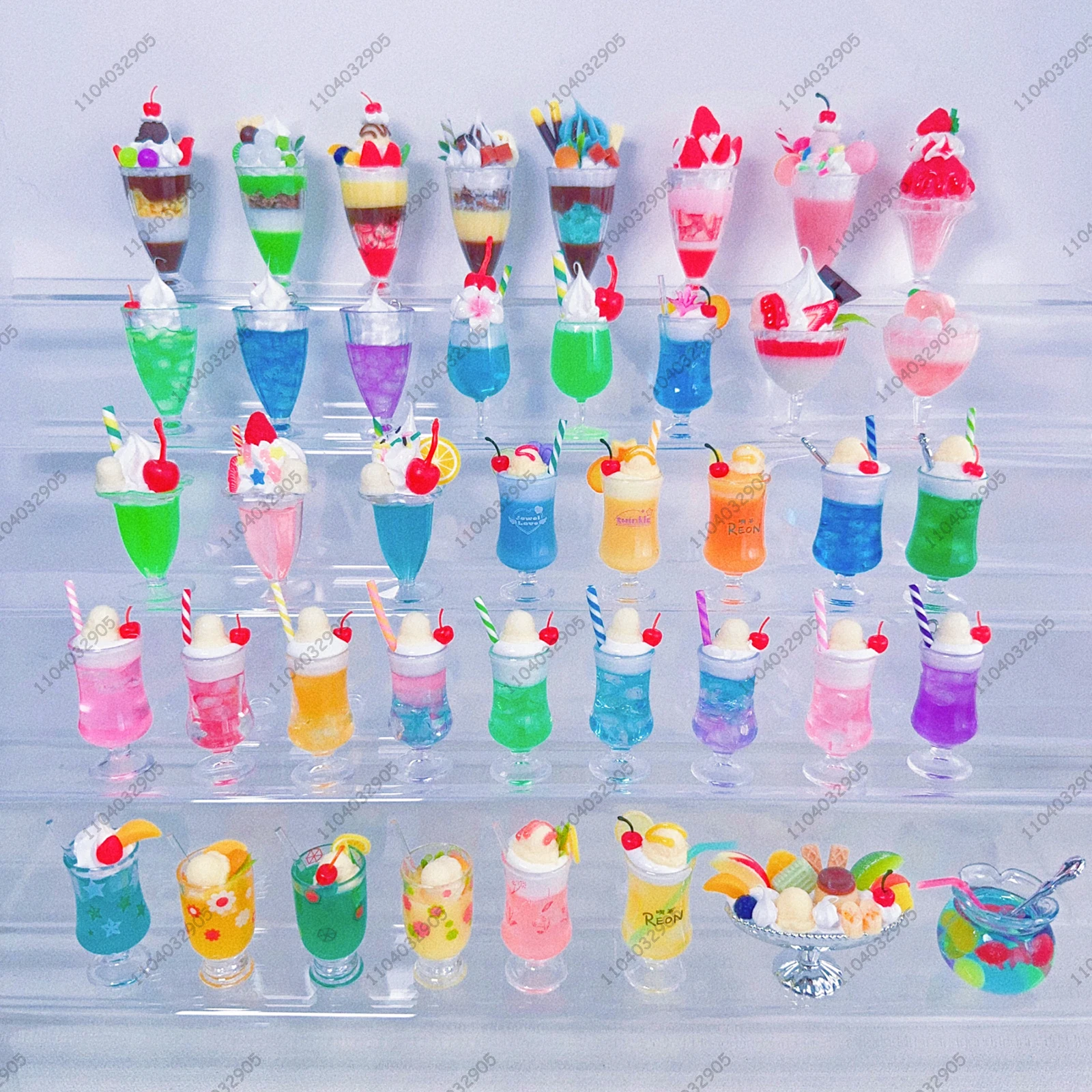 Japanese Dessert Toy Food Keychain Capsule Toy Mini Melon Soda Cream Cup Pudding Figure Set Gashapon Collectible Girls Gifts