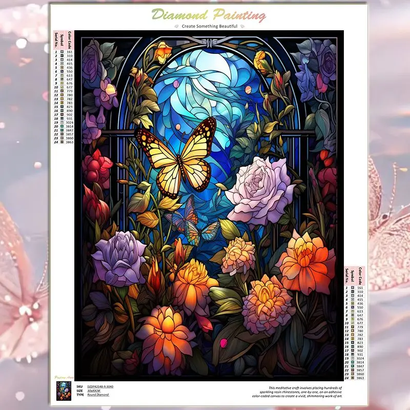 GATYZTORY Diamond Embroidery Complete Kit Butterfly Diamond Painting 5D Mosaic Flower Creative Hobbies Decorative Paintings