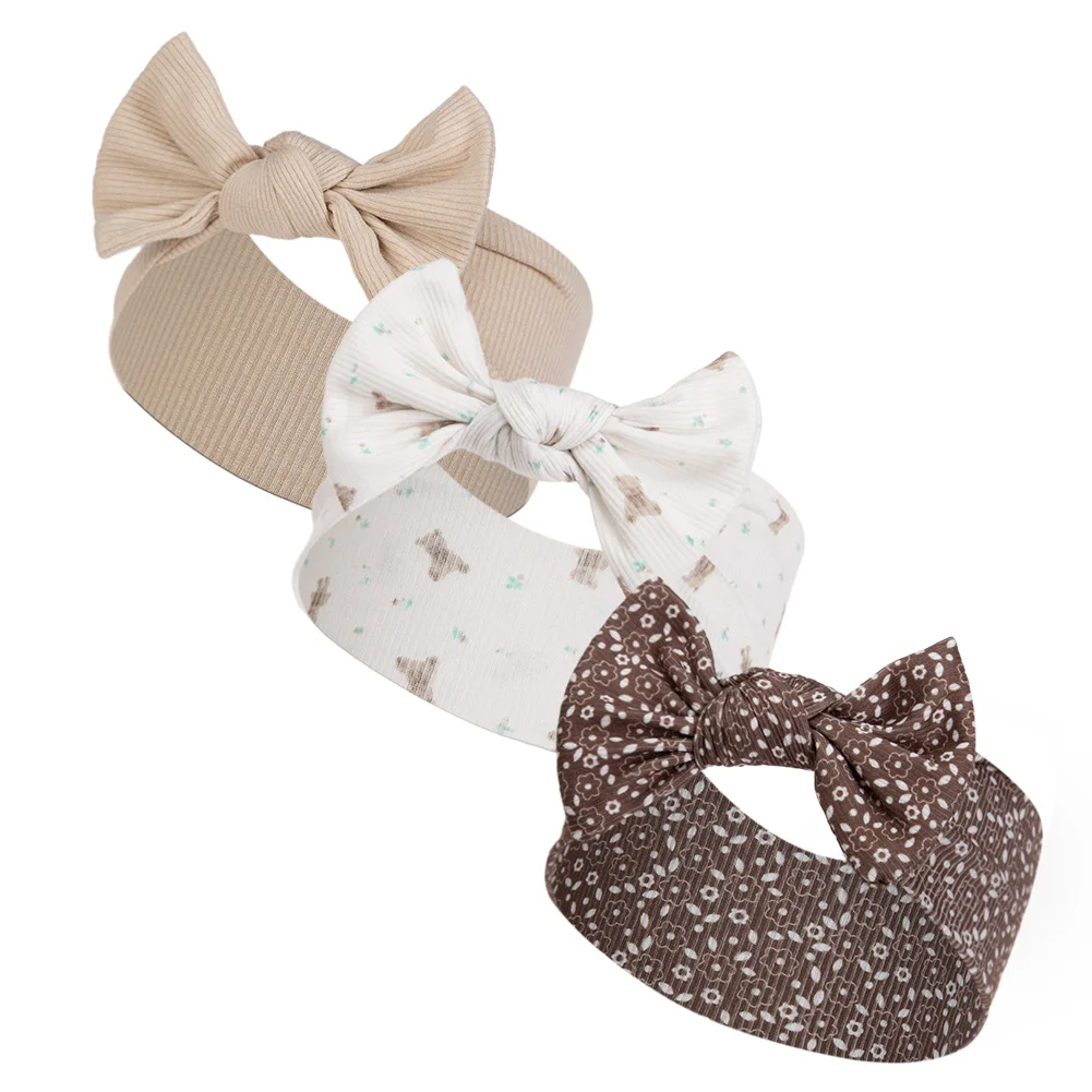 3 قطعة/المجموعة Ins كريم زهرة صغيرة طباعة الانحناء Headbands للطفل الفتيات Topknotted أغطية الرأس طفل الكورية لينة مضلع مطاطا العصابات الشعر