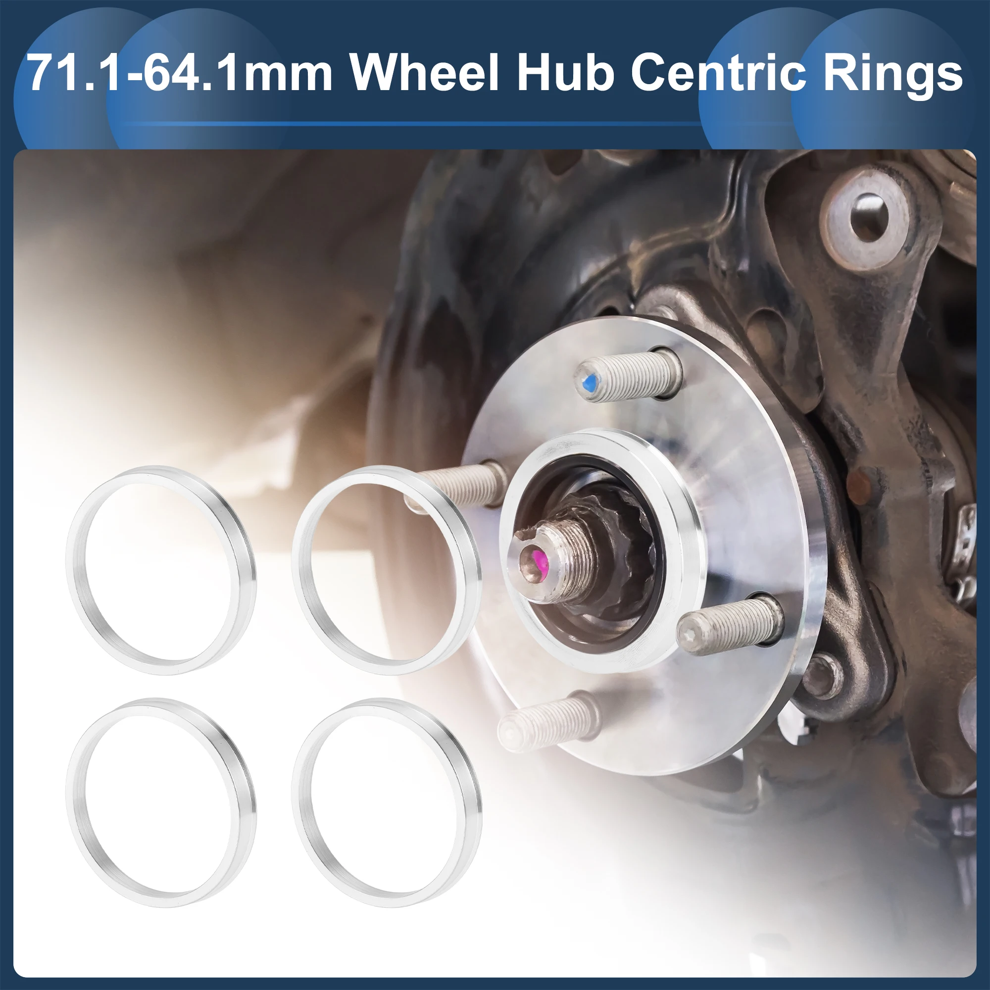 UXCELL 4pcs Car Wheel Hub Centric Ring OD 71.1mm 71.6mm to ID 56.6/59.6/63.6/64.1/69.6mm Wheels Center Shaft Shock Hubrings