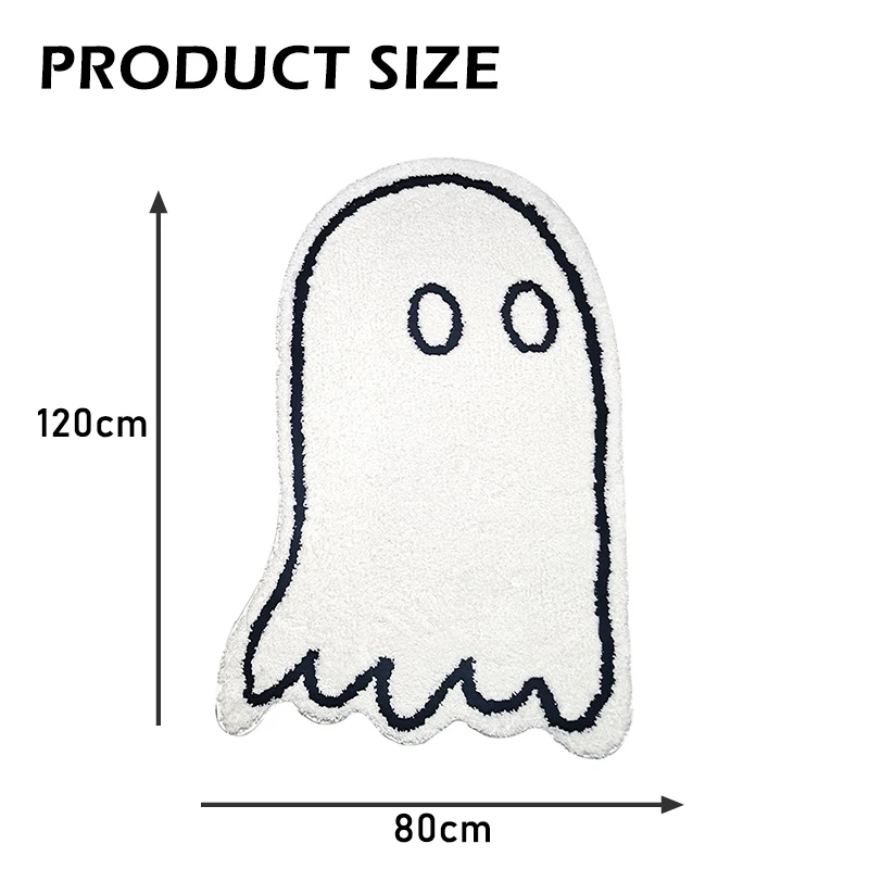 White Ghost Area Rug Cute Non Slip Floor Mat Soft Microfiber Bathroom Floor Mat Water Absorbent Door Mat for Bedroom Bathtub