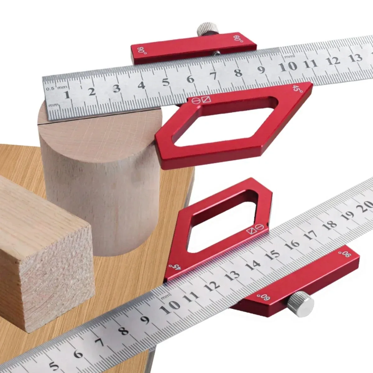 

Multi-Function Scribing Ruler with Steel Ruler Positioning Block - Woodworking Multi-Angle Marking Ruler, Measuring Layout DIY