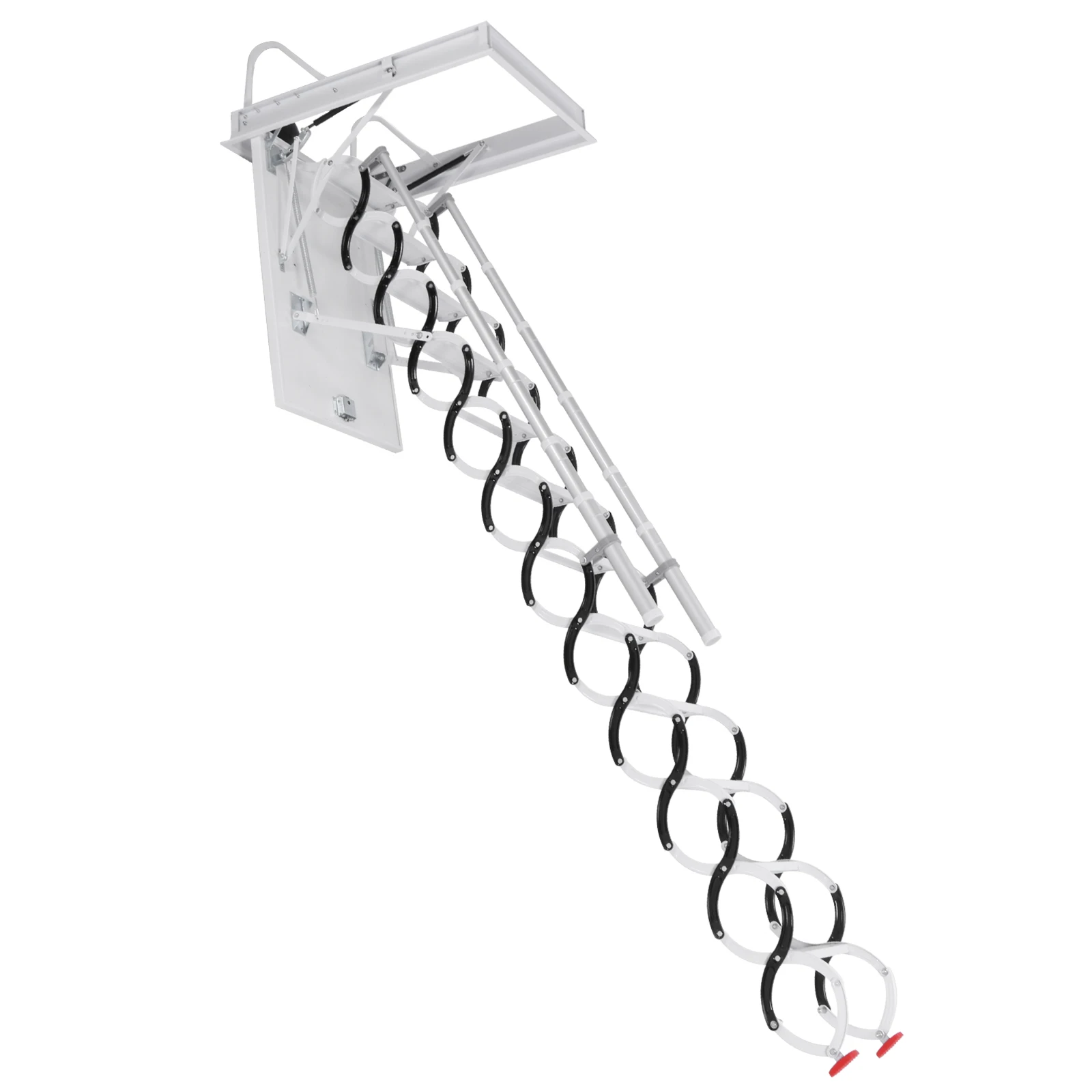 

Folding Loft Ladders with Handrails Space-Saving Collapsible Stair 660LBS Capacity Pull Down System for Garages/Roofs/Basements