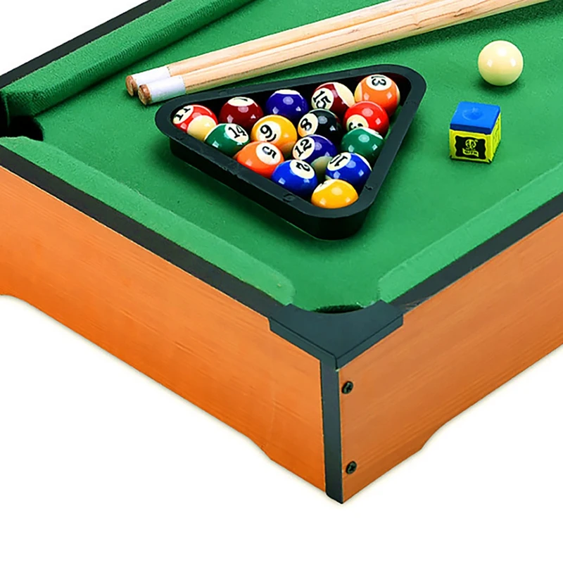 Mini Tabletop Pool Set- Billiards Game Includes Game Balls Sticks Chalk Brush And Triangle-Portable And Fun Leisure Toys