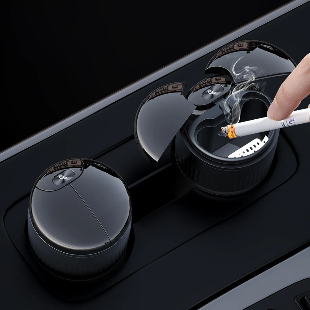 Smart Vehicle-Mounted Ashtray Infrared & Touch Sensing One-Click Open-Close Dual-Use for Car & Home Flame-Retardant Metal Liner