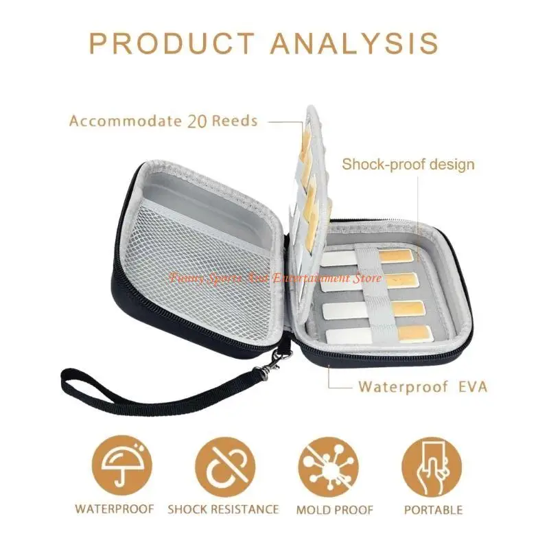 C4DE Saxphone حقيبة حمل اللسان مع شبكات جيب المحمولة سحابات حقيبة مقاوم للماء صندوق اللسان الكلارينيت لعقد 20 اللسان