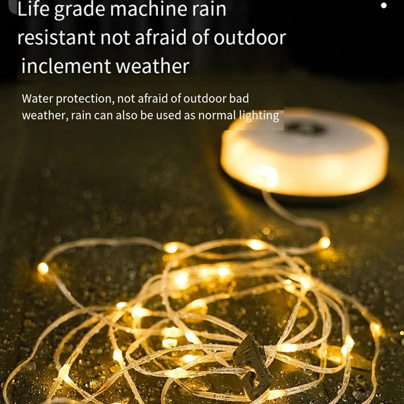 LED Light String 2 In 1 Design 2000Mah Rechargeable 10M Outdoor Waterproof Tent Lantern