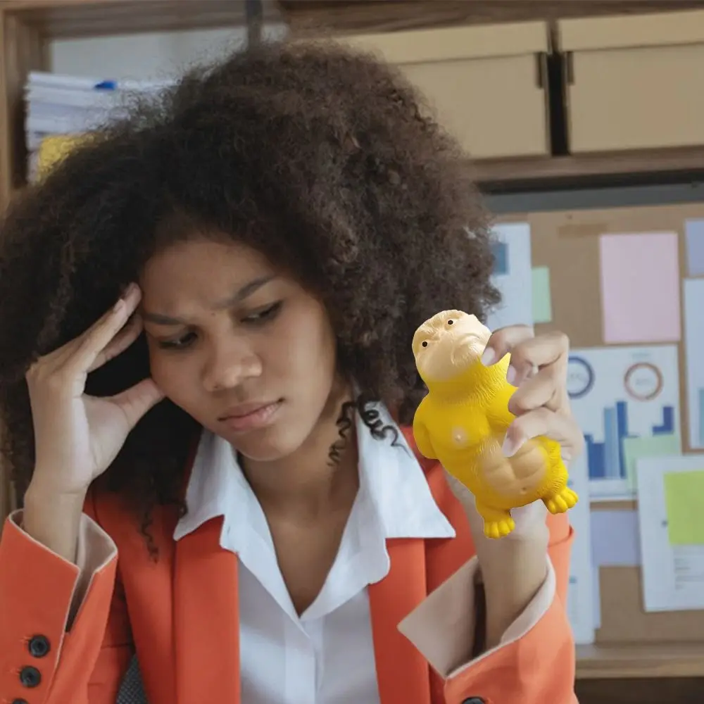 ギフト黄色絞りおもちゃ PVC 解凍ストレスストレスリリーフおもちゃ子供漫画オランウータンゴリラリバウンドおもちゃ