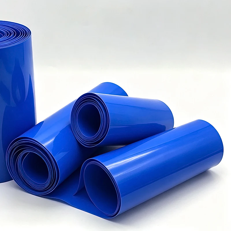 Blue PVC heat shrink tubing with an inner diameter of 28-300mm, capable of heating and shrinking without bursting