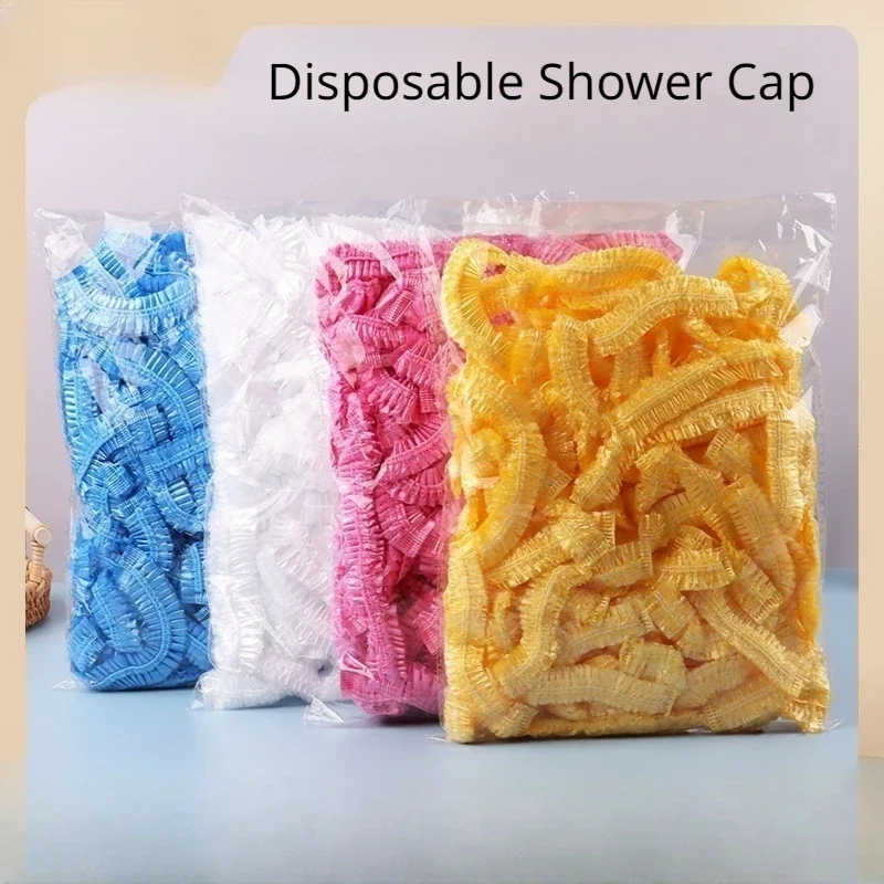 

100 шт. одноразовая шапочка для душа, эластичная сетчатая водонепроницаемая нетканая шапочка для ванны для наращивания, прозрачная шапочка для волос, шапочка для душа
