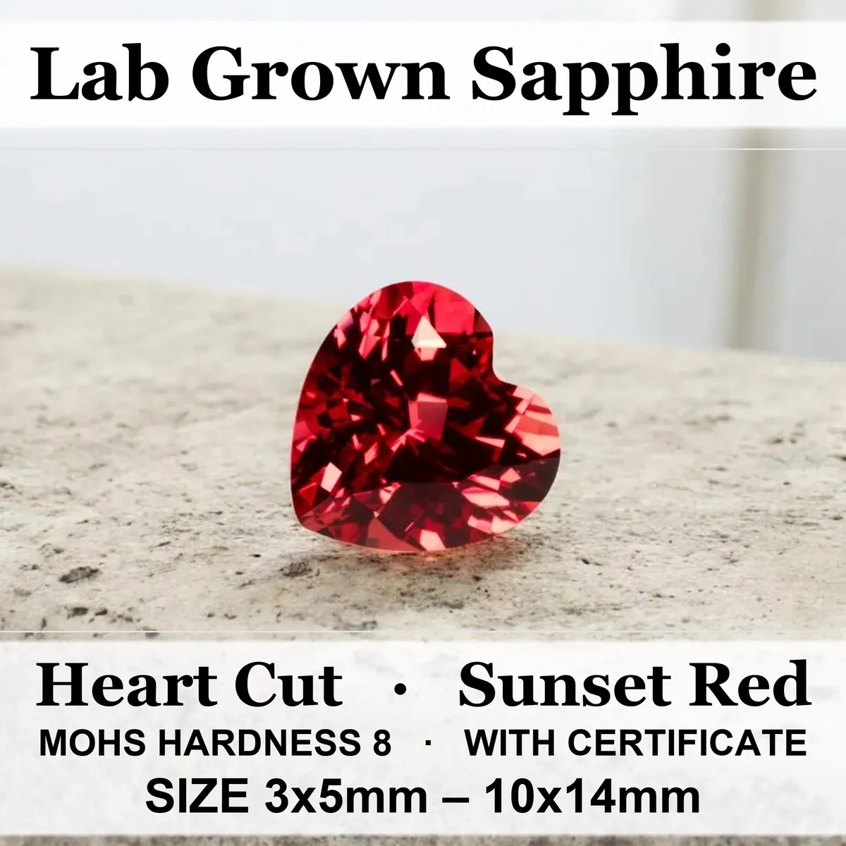 Heart Cut Lab Grown Sapphire Sunset Red Color for Charms DIY Advanced Jewelry Rings Making Materials with Certificate Wholesale 2