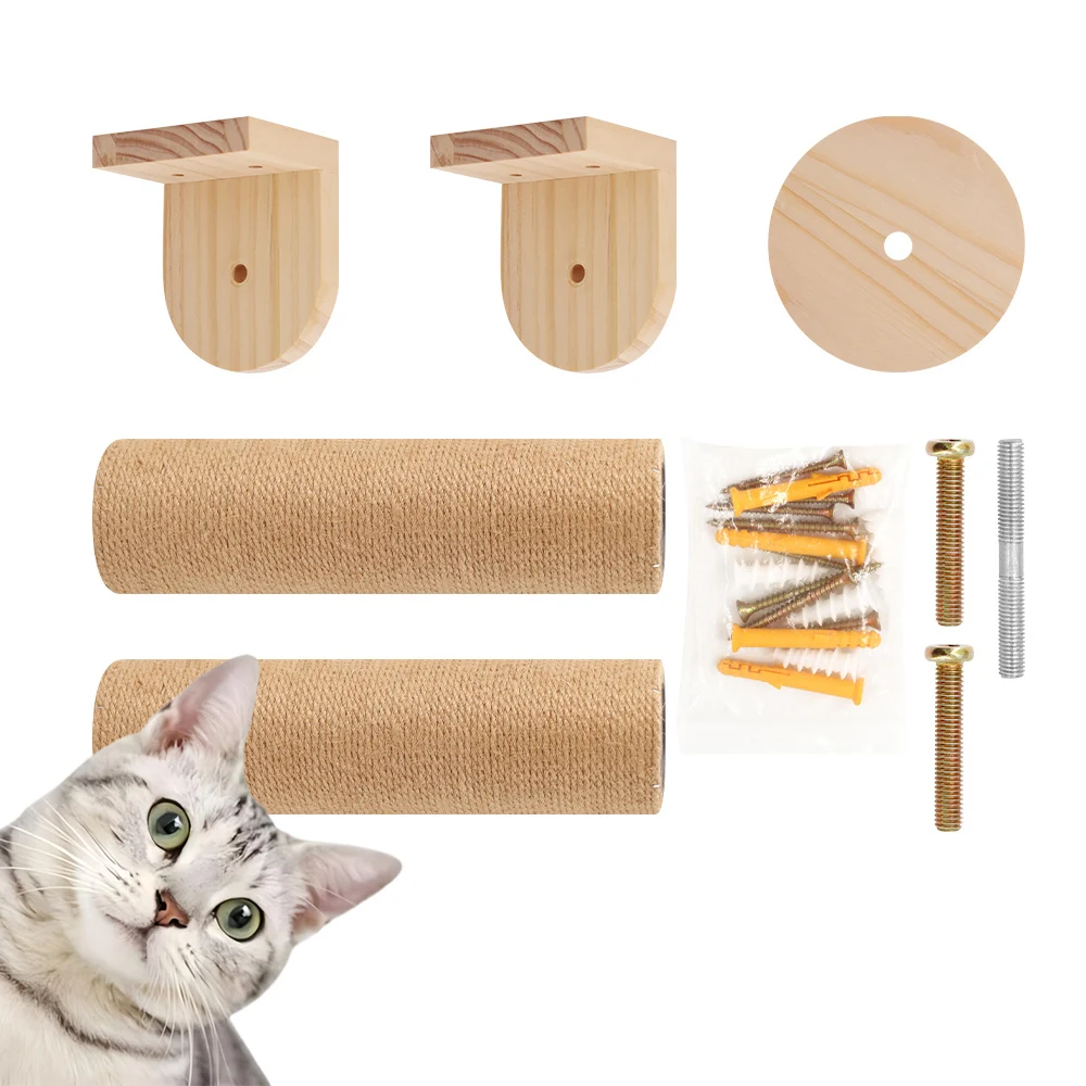 Katzen-Kratzbaum Wandkletterregale Hängematte Holz Sisal Katzenbaum Kratzturm für Hauskatzen Haustiermöbel und -betten – Detail 11
