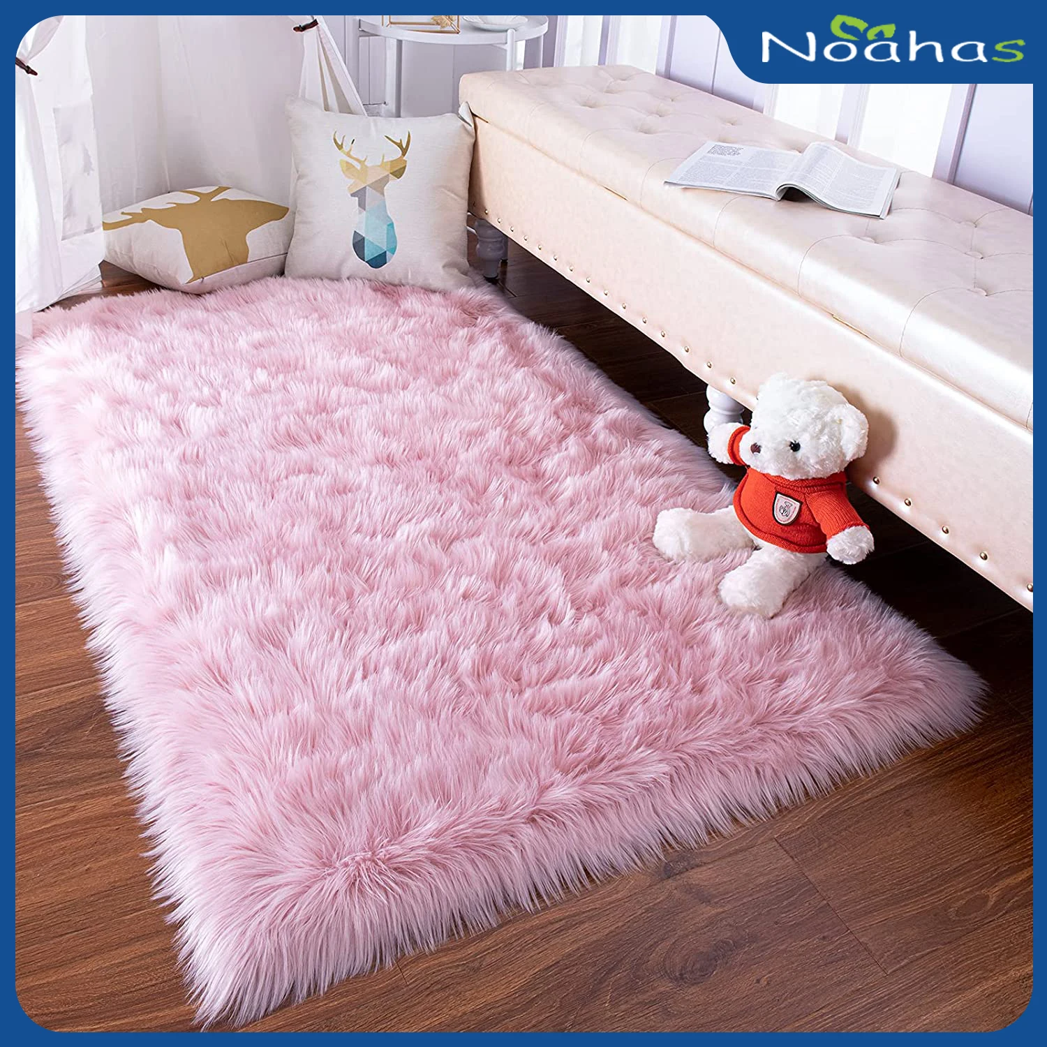 

NOAHAS Faux Fur Rug Pink Room Decor Carpet Soft Fluffy Rugs for Bedroom Decoration Floor Sofa Living Room Floor Mats