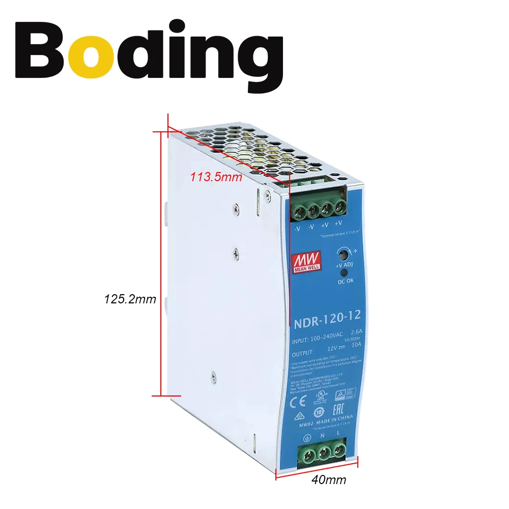 Boding Ndr-120w 12v 10a 24v 5a 48v 2.5a Switching Power Supply