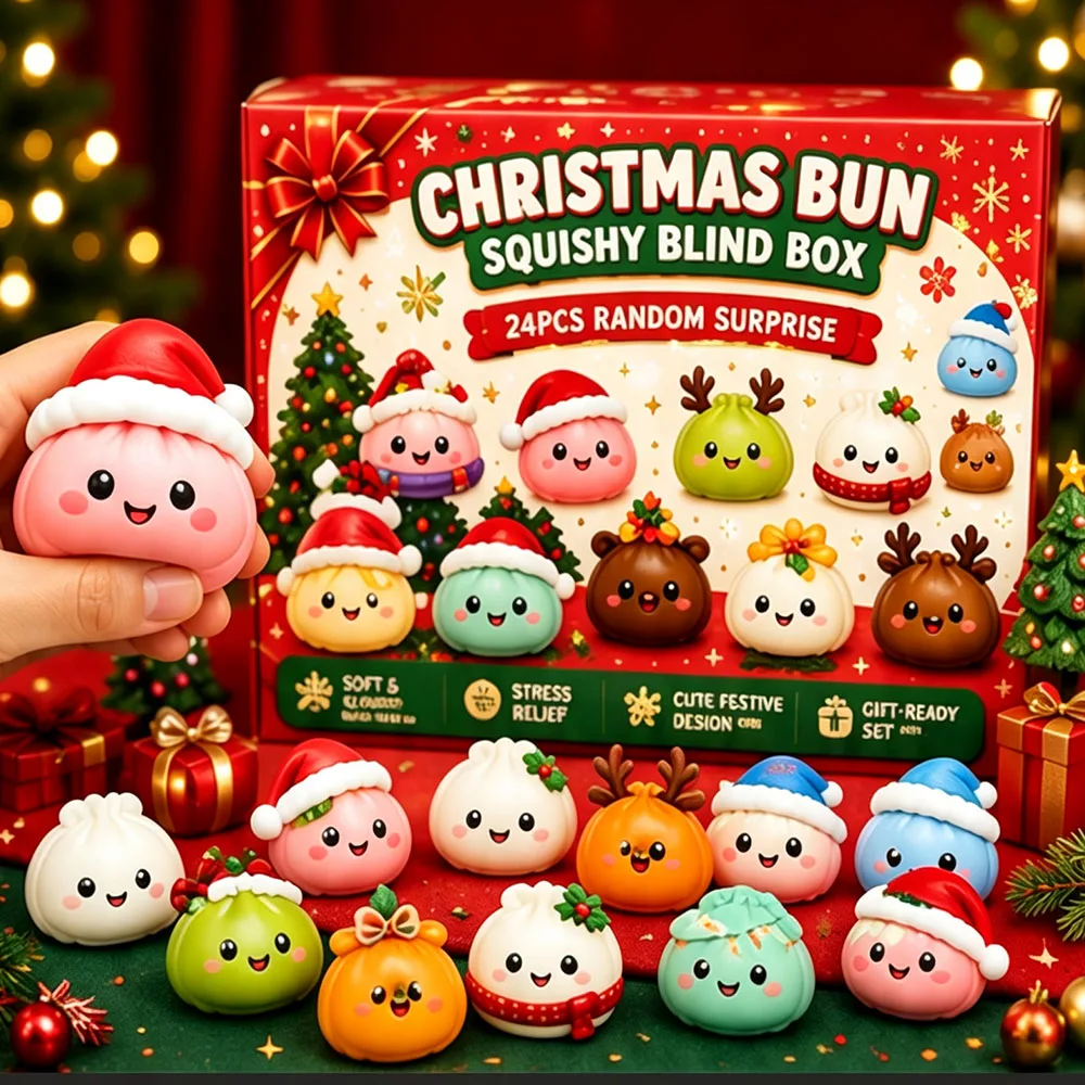 24 Day Dumpling Stress Relieving Toy 2026 Christmas Calendar Slowly Rises, Squeezing Stress Relieving Fidget