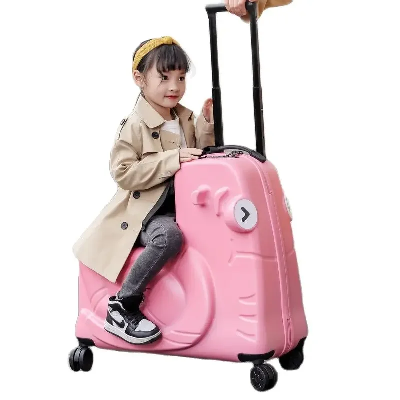 Valise à roulettes en aluminium pour enfants, bagage d'escargot mignon, roues universelles, peut s'asseoir et monter, 24 po, 20 po