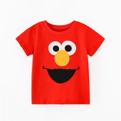 Jumping Meters New Arrival Embroidery Cartoon Red Blue Boy Girls T Shirts Cooker Summer Short Sleeve Tees Tops Baby Wear Costume