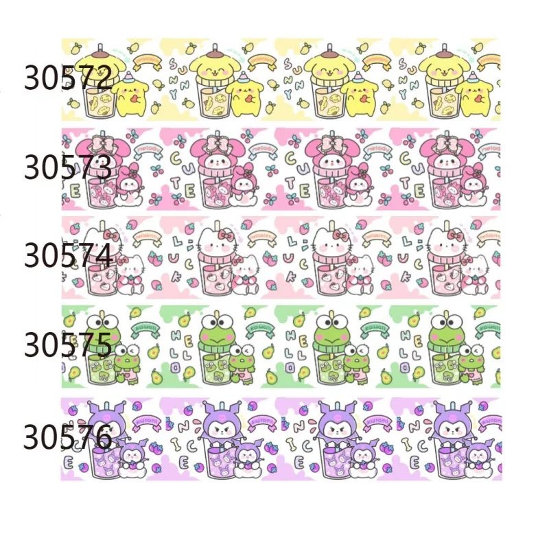 10Yards Sanrio Teacup Cartoon Grosgrain Ribbon Printed Fruit Ribbons for bows DIY Craft Handmade Materials