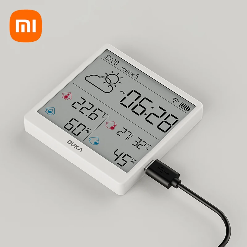 Xiaomi-duka Smart Home Estação Meteorológica Digital Sensor de Temperatura e Umidade Relógio Interno Higrômetro Termômetro Wi-fi