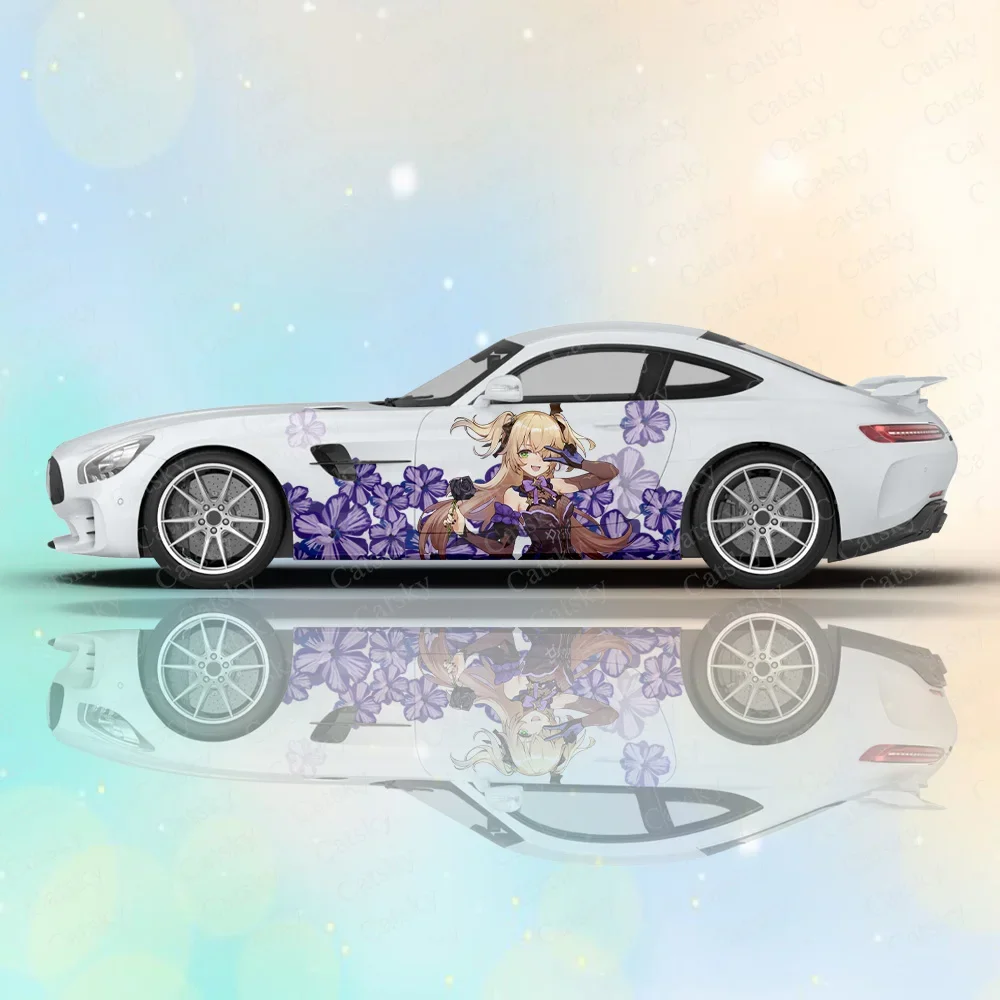 fischl-genshin-impact-anime-car-side-sticker-full-body-decal-decor-covering-scratches-waterproof-vinyl-wraps-auto-accessories