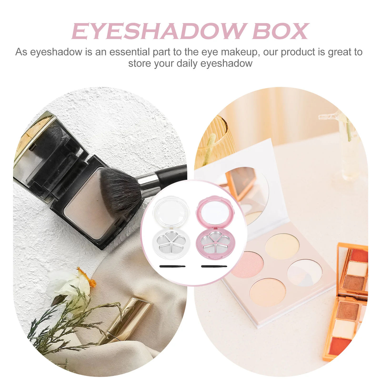 

2Sets Makeup Empty Eyeshadow Lipstick Sub Package Trays Portable Cosmetics Storage Box Travel Organizer Refillable Palette