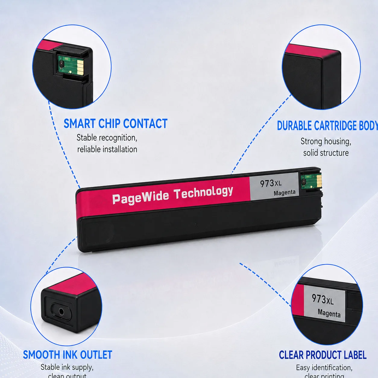 For Hp 973XL Cartridge With Full Pigment Ink Chip For Hp PageWide Pro 452dn 452dw 477dn 477dw 552dw 577dw 577z P55250dw 4Colors