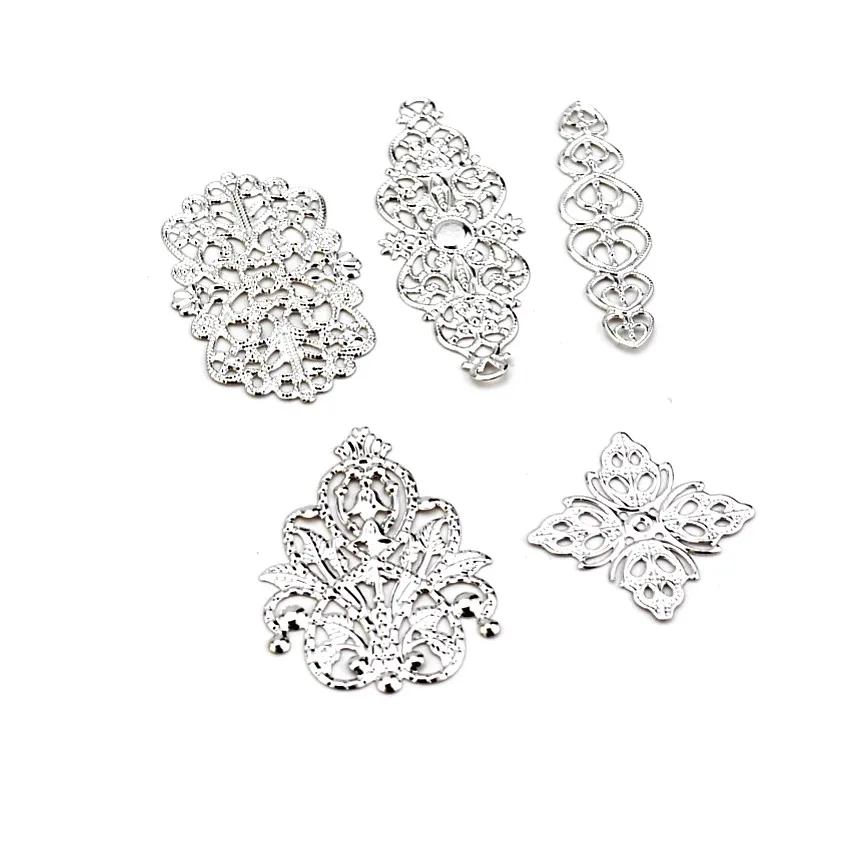 10 sztuk mieszane odcień brązu filigran okłady złącza wyrób metalowy na prezent dekoracji DIY 25x25mm-61x24mm — zdjęcie 5