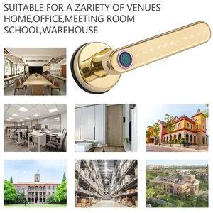 Khóa khóa dấu vân tay sinh trắc học Bluetooth, màu vàng, ứng dụng TTlock, khóa cửa thông minh kỹ thuật số, khóa tay điện tử, Alexa, Google Home 8 Cửa khóa vàng bán hàng chính - 5